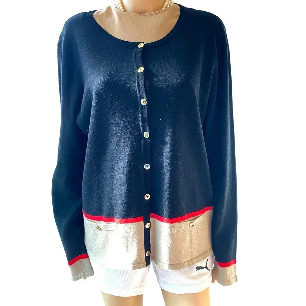 By design Soft Casual Cozy Color Block Cardigan Sweater Women Size XL